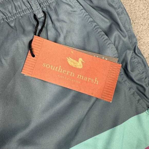 Southern Marsh Swim Trunks Mens 2XL Slate Harbor Barcelona Lines Mesh Lined NWT - Picture 3 of 13